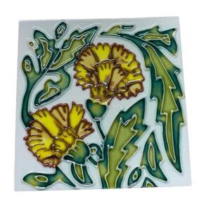 Yellow Flower 4x4 Decorative Ceramic Wall Hanging Art Tile New Gift Coaster